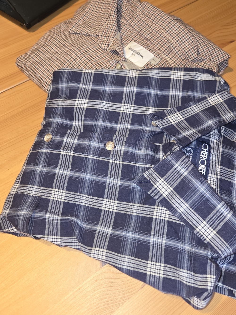 Mens Casual Shirt Lot 2XXL Flannel Cotton Plaid Cherokee Goodfellow & Co
